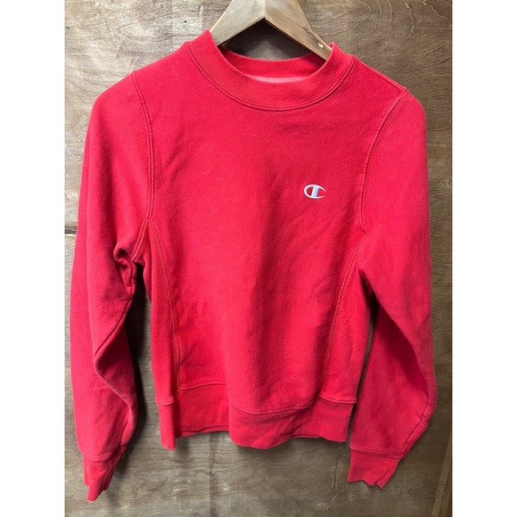 Champion Tops - Champion Reverse Weave Sweatshirt Red Crewneck Embroidered Logo XS